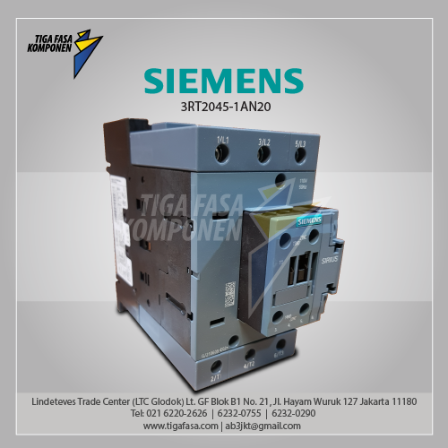 3RT2045-1AN20 MC 80 A 37 kW / 400 V 3P 220 V AC 50/60 Hz