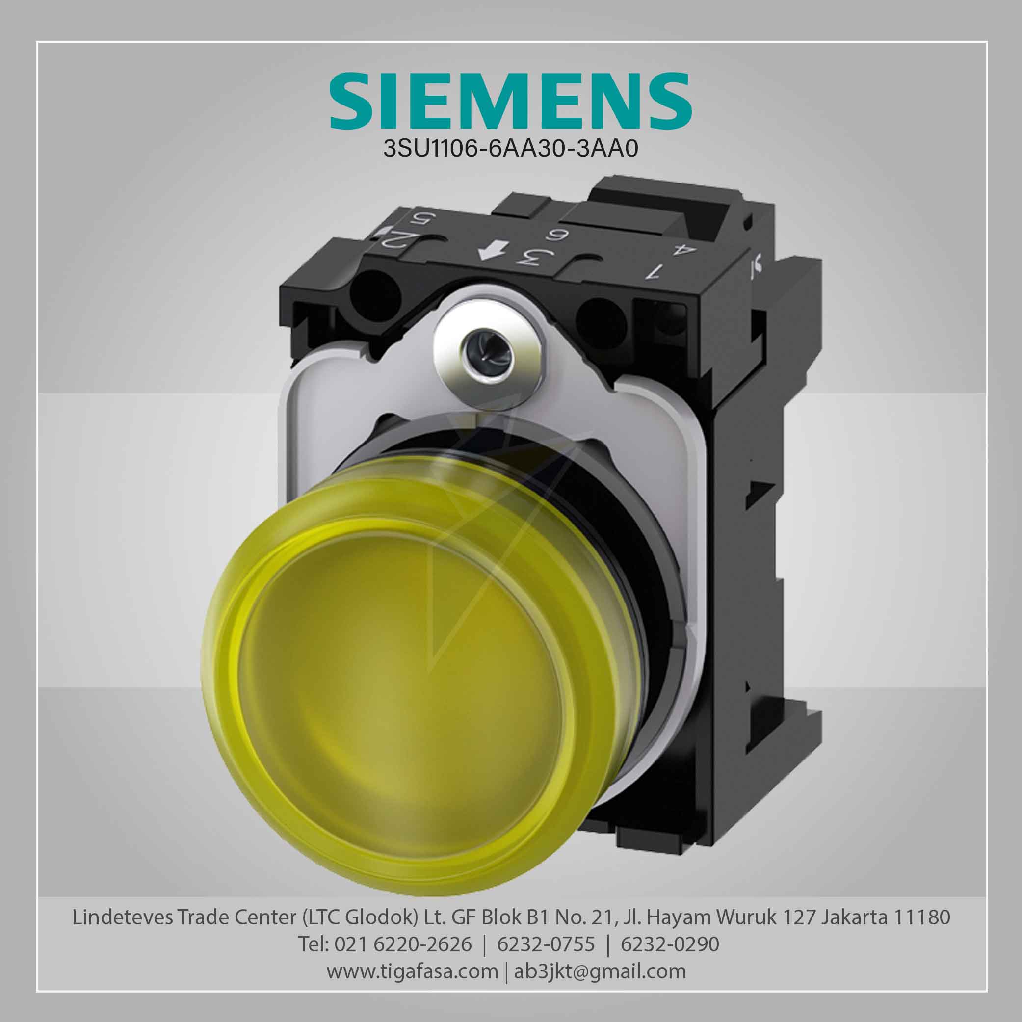 3SU1106-6AA30-3AA0 Indicator Lights 22 mm Round, Plastic, Yellow