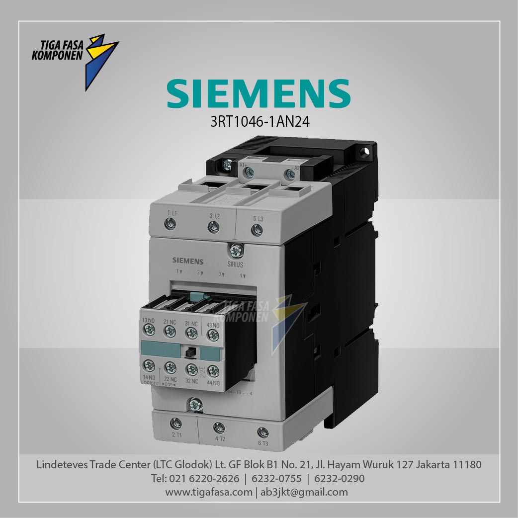 3RT1046-1AN24 AC-3 45 KW/400 V, AC 220V 50/60HZ 2 NO + 2 NC , 3-POLE, SI