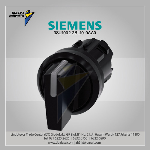 3SU1002-2BL10-0AA0 Selector Switch, 22 mm, Round, Plastic, Black I-O-II