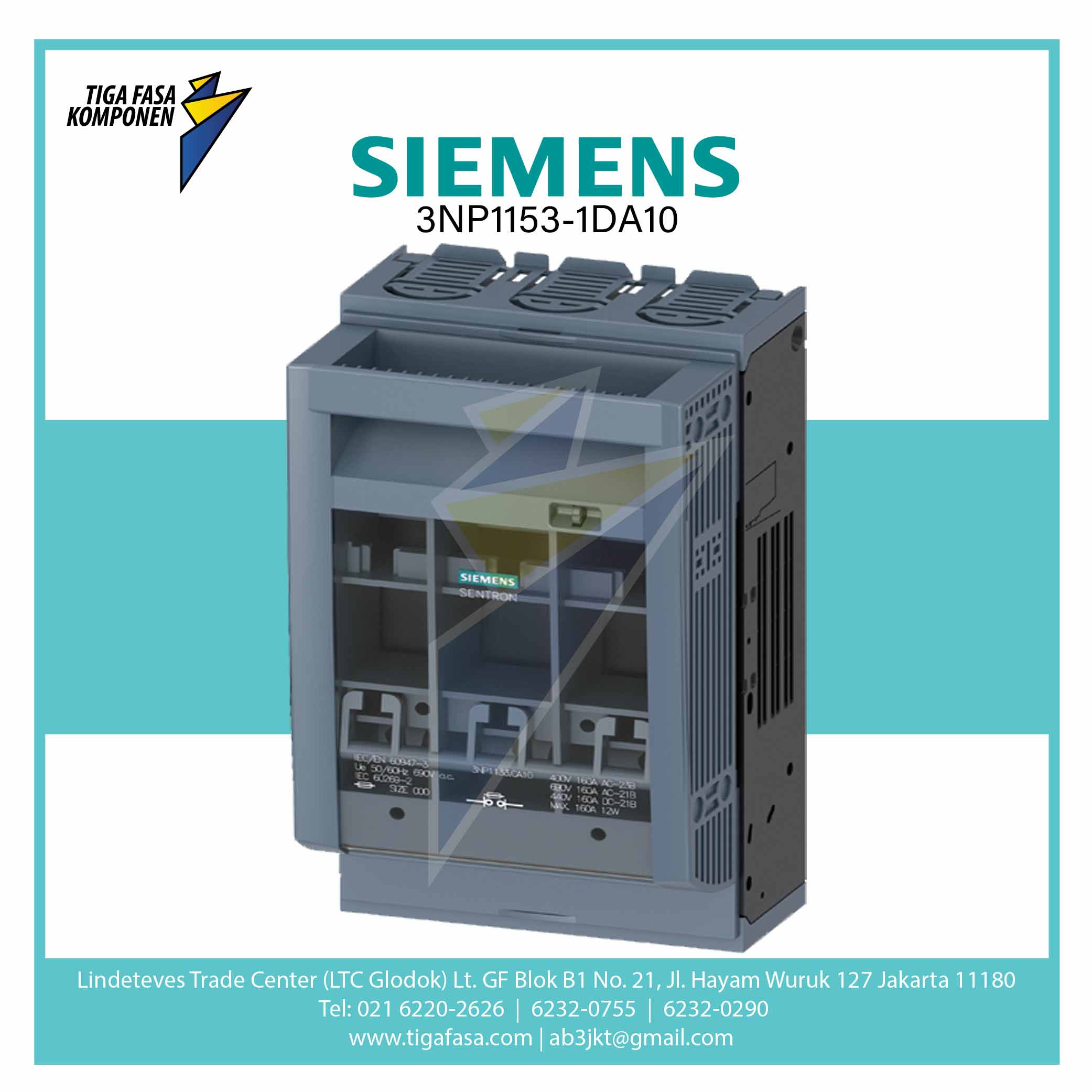 3NP1153-1DA10 Fuse Switch Disconnector 3P NH2 400A