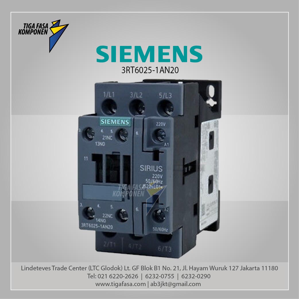 3RT6025-1AN20 MC AC 220 V AC3 7.5 kW 400 V 1 NO +1 NC 3P