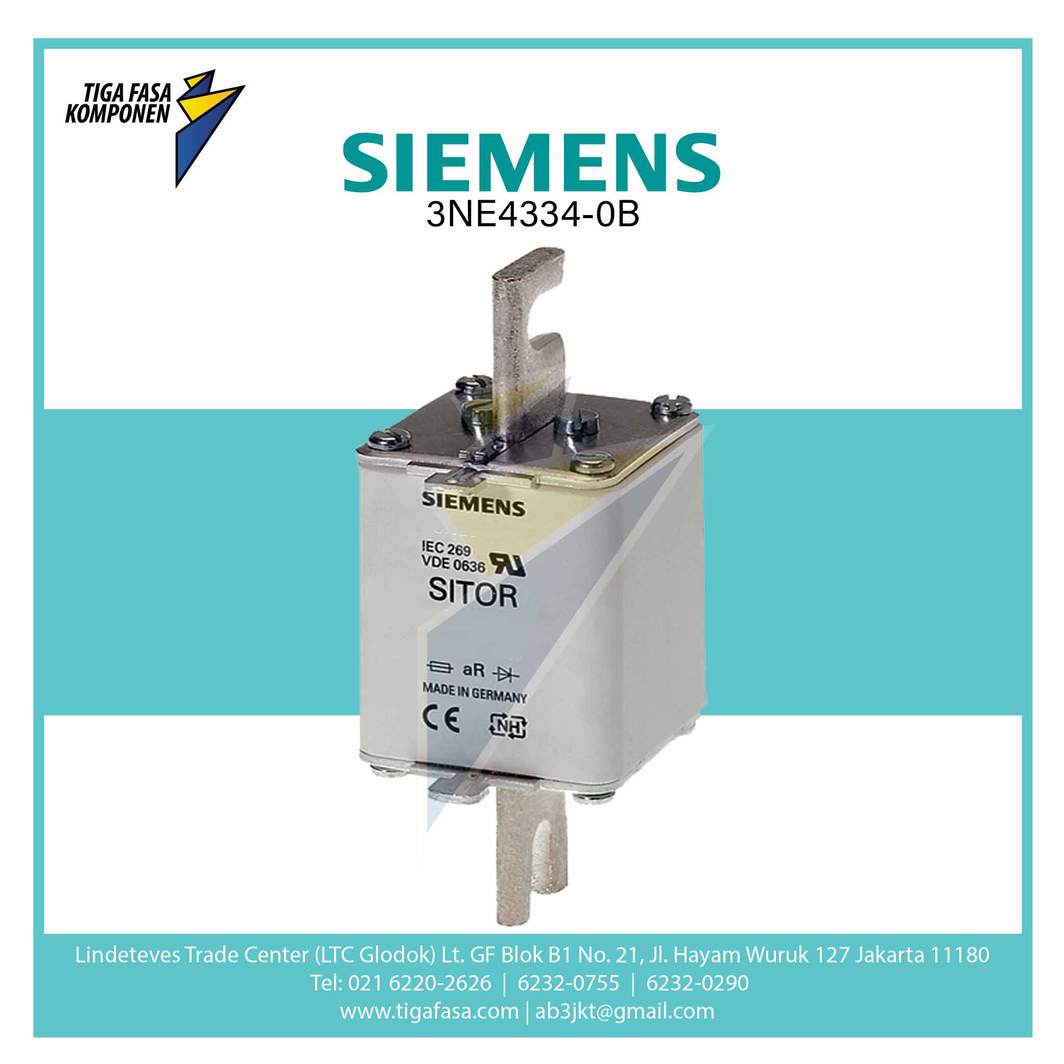 3NE4334-0B SITOR FUSE LINK NH2 500 A