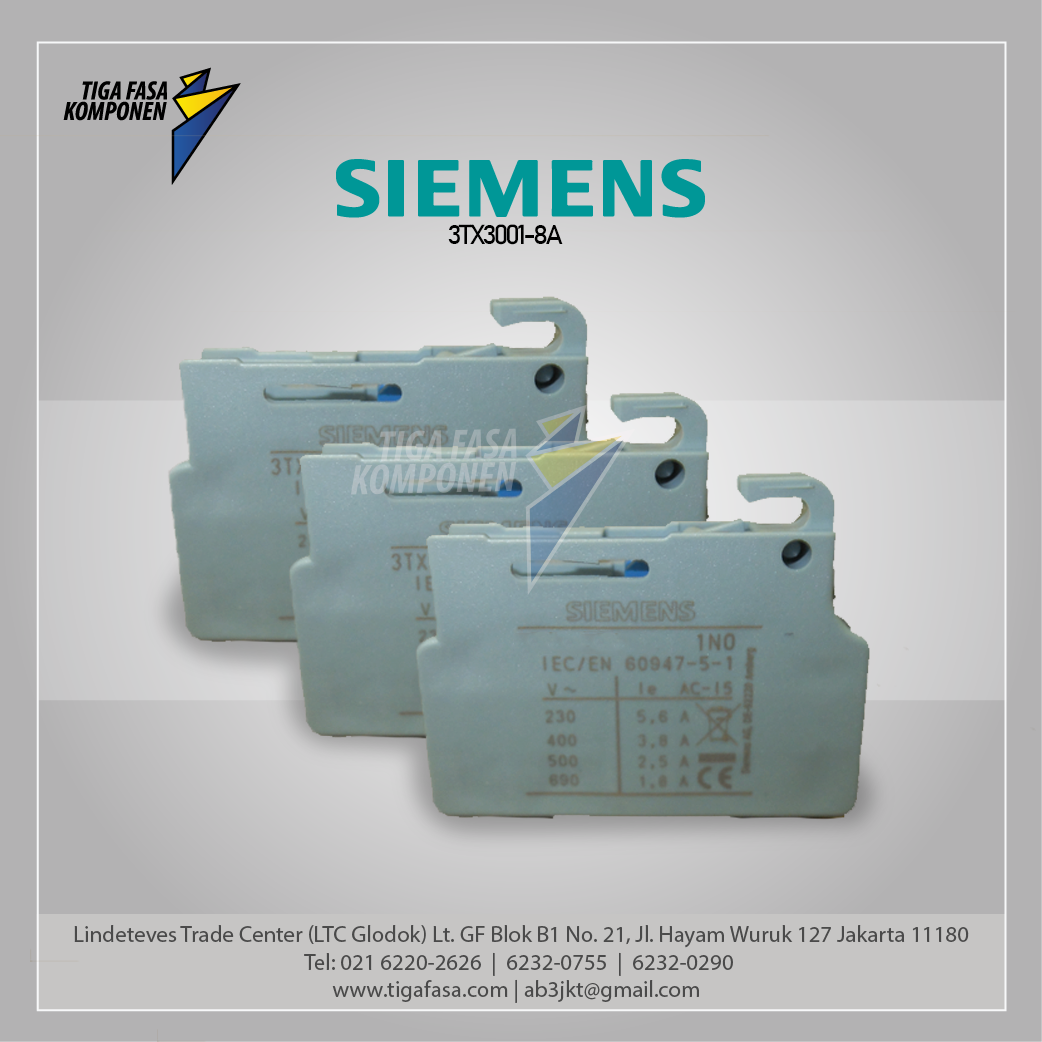 3T+C4136:N4137 3TX3001-8A Auxiliary Contact for 3TS29-36 1NC Front