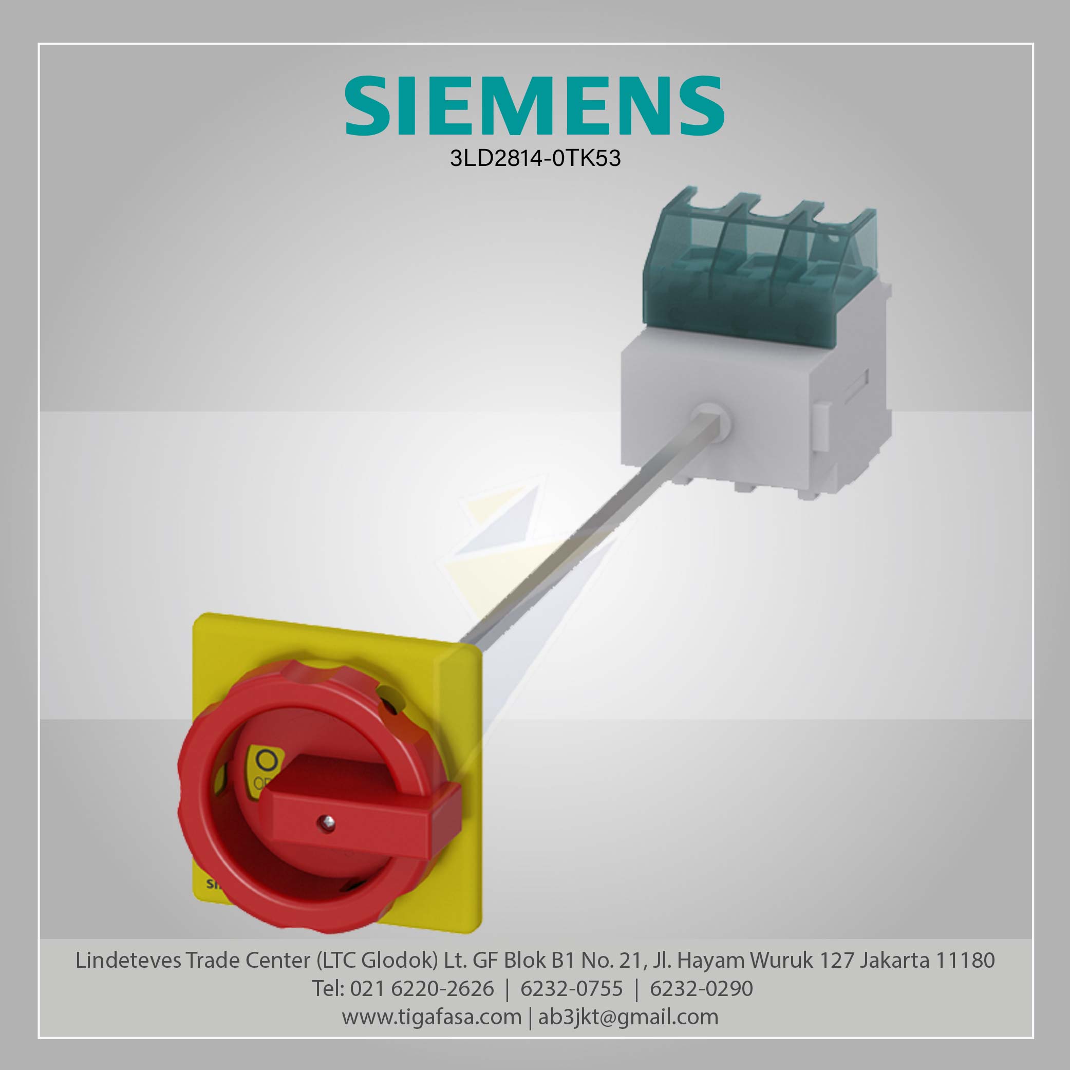 3LD2814-0TK53 Switch Disconnector 125A 3P Red/Yellow