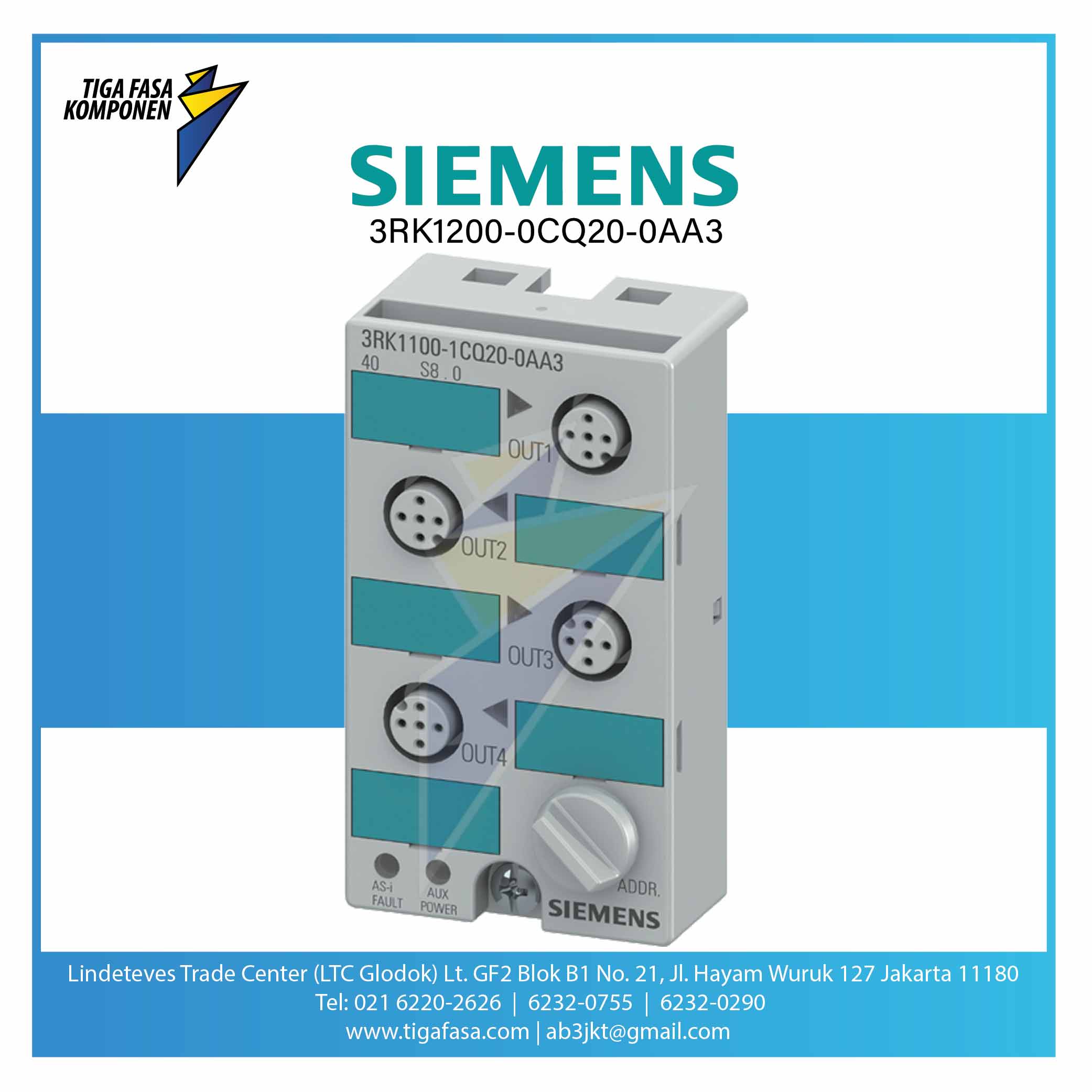 3RK1200-0CQ20-0AA3 AS-i compact module K45 digital 4 DI, IP67 4 x input