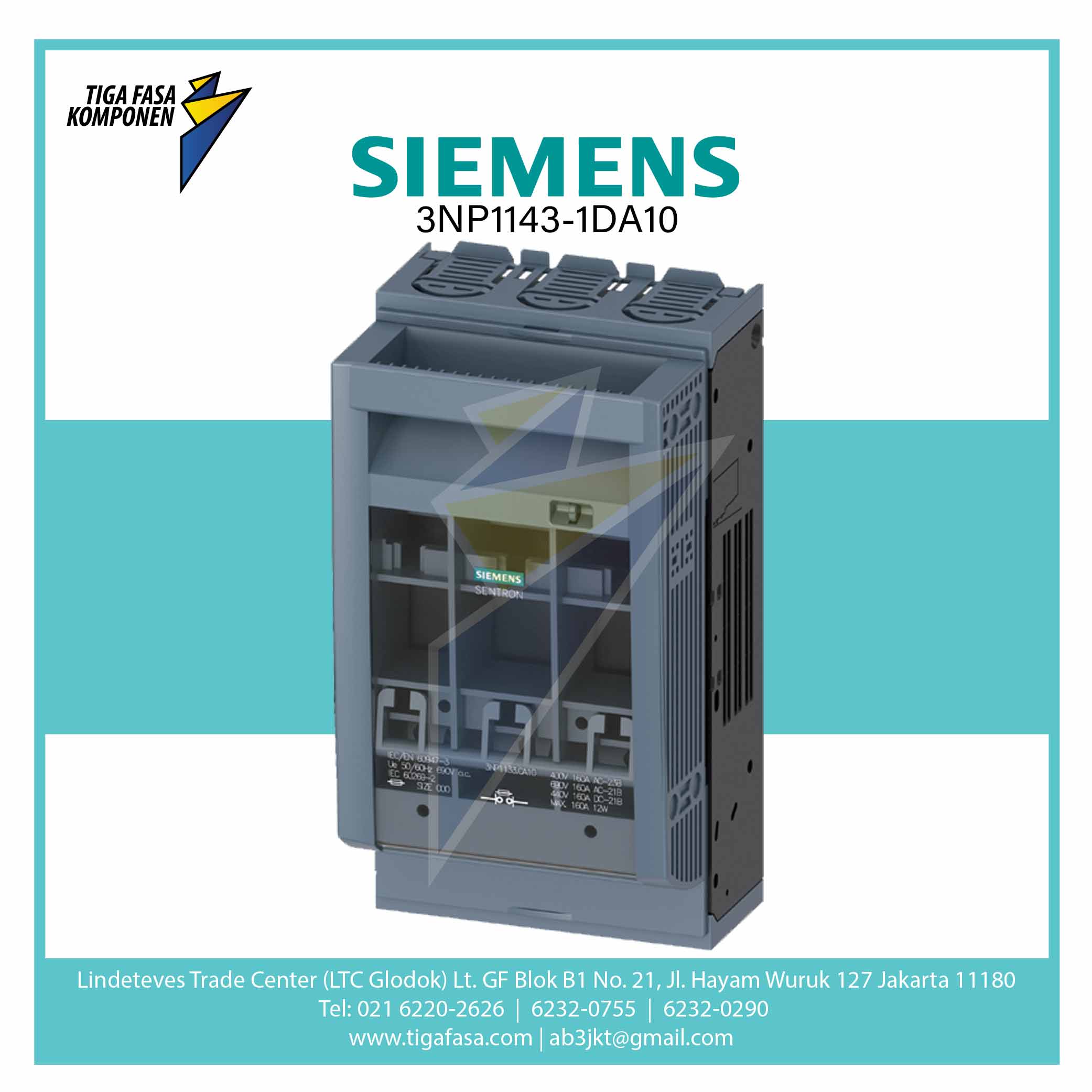 3NP1143-1DA10 Fuse Switch Disconnector 3P NH1 250A