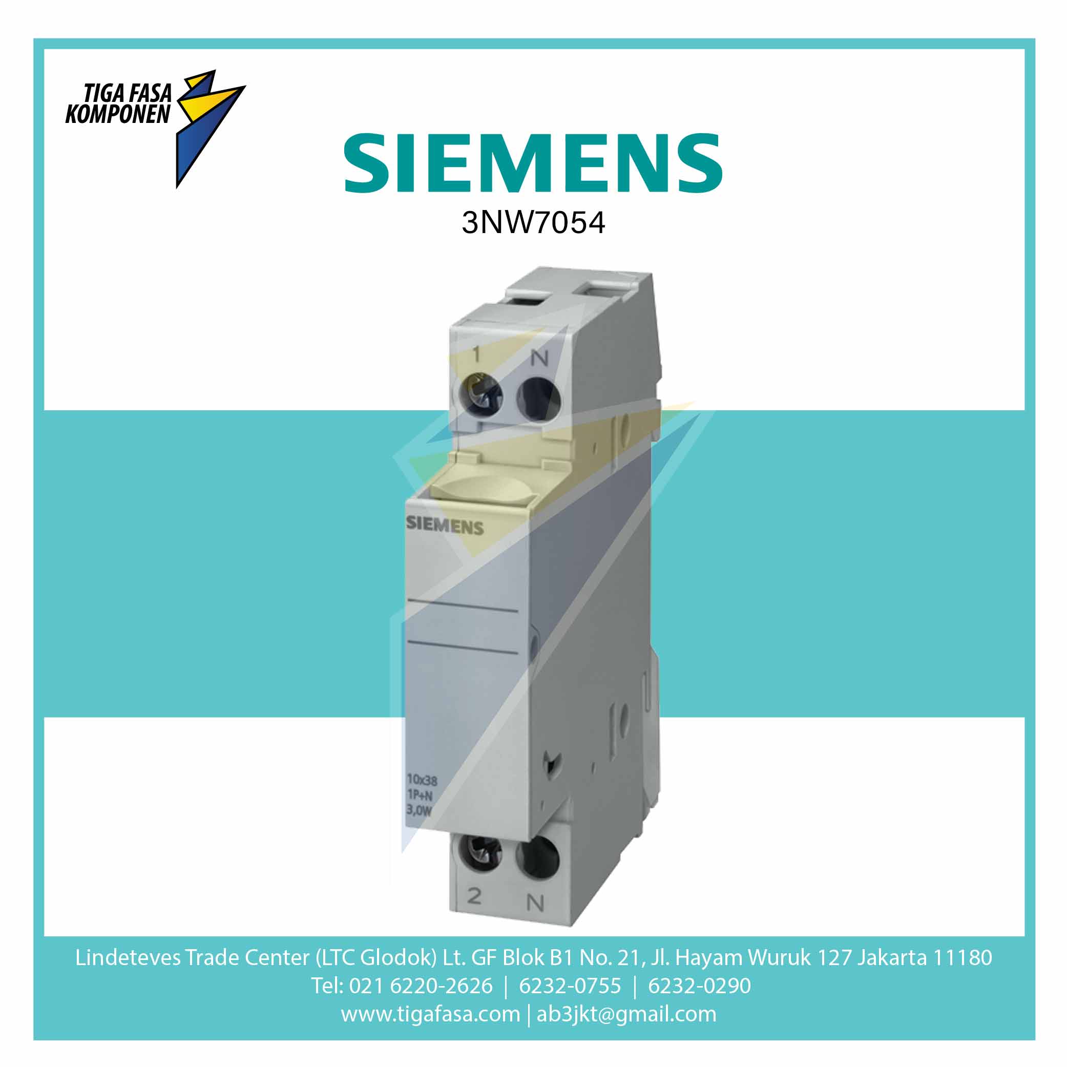 3NW7054 SENTRON Cylindrical Fuse Holder 10x38 mm 1P+N, 32 A,