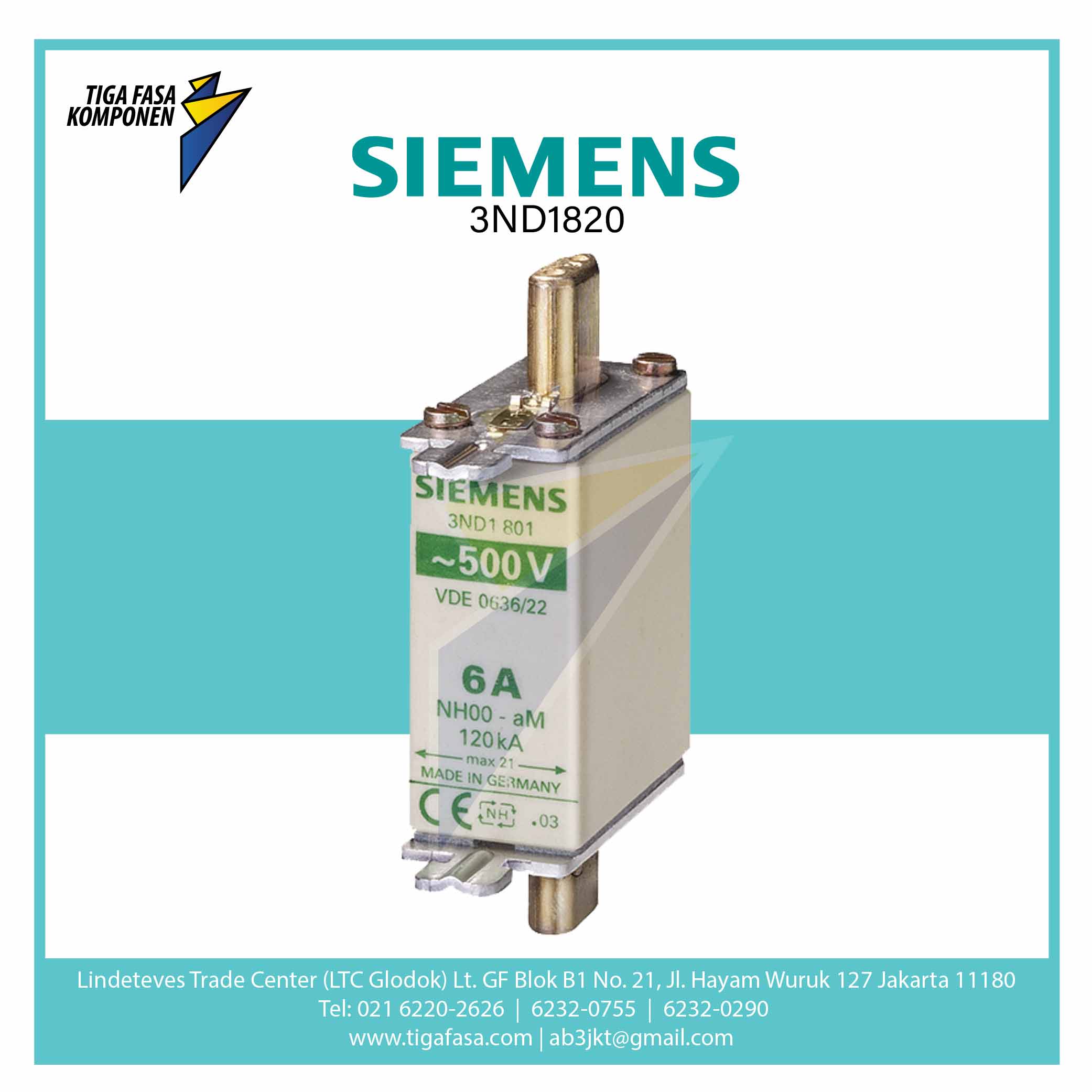 3ND1820 HRC FUSE NH000 50 A