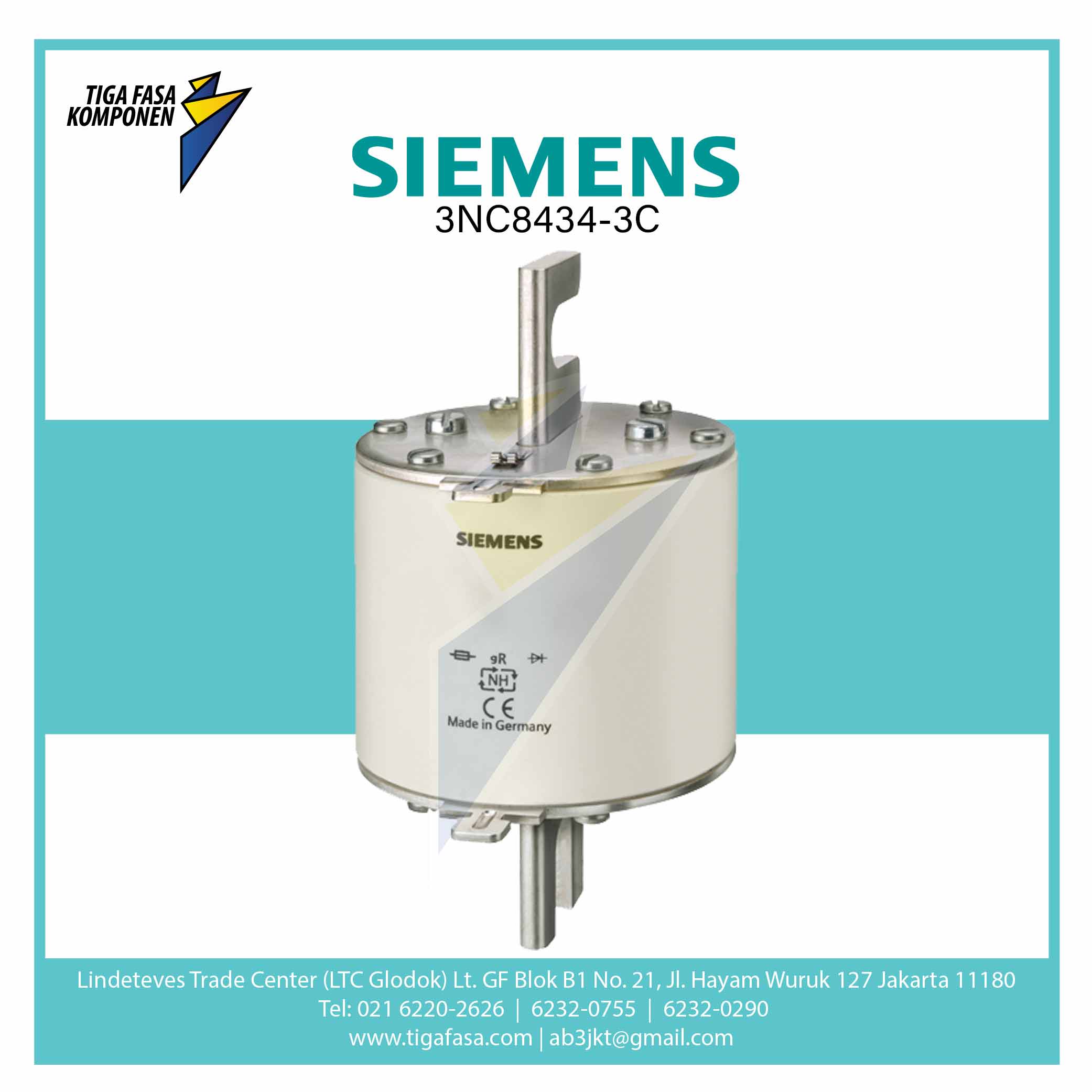 3NC8434-3C SITOR Fuse Link With Slotted Blade Contacts NH3 In: 500 A