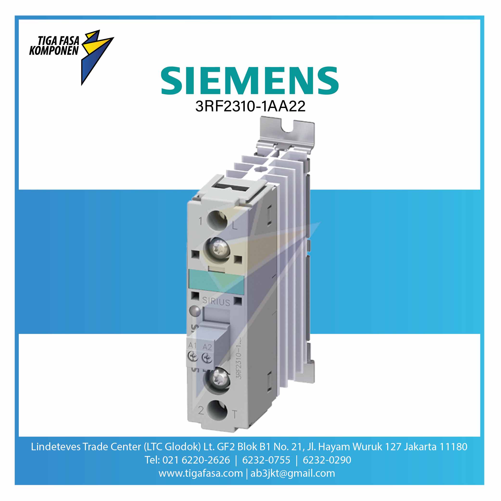 3RF2310-1AA22 Solid State Contactor 1P 3RF2 AC 51 / 10.5 A / 40 °C 24-230 V / 110-230 V AC