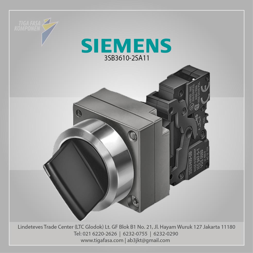 3SB3610-2SA11 Push Button 22MM Metal, Black, Selector switch