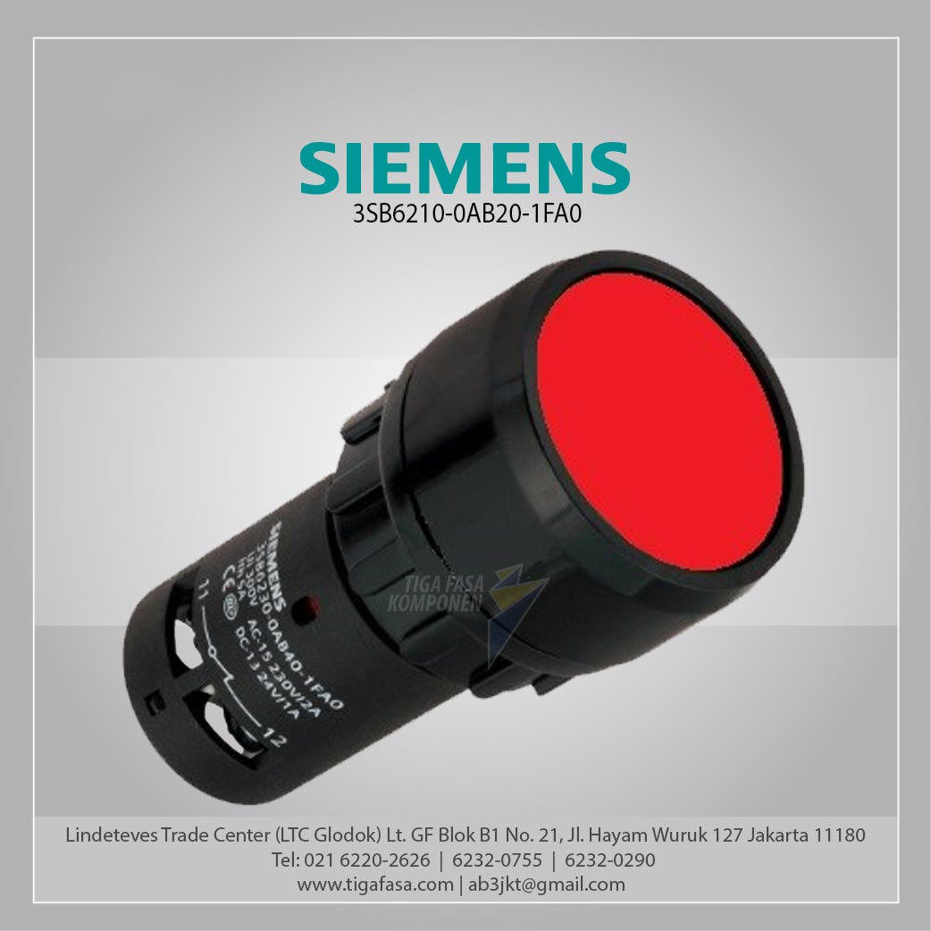 3SB6210-0AB20-1FA0 Compact pushbutton 22 mm 1 NO + 1 NC red