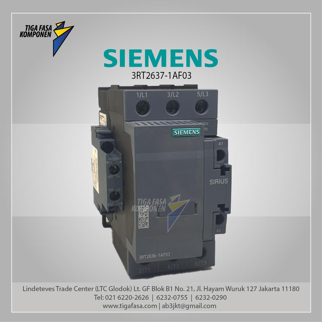 3RT2637-1AF03 Capacitor Contactor AC-6b 75 kVar / 400 V 3P 110 V AC