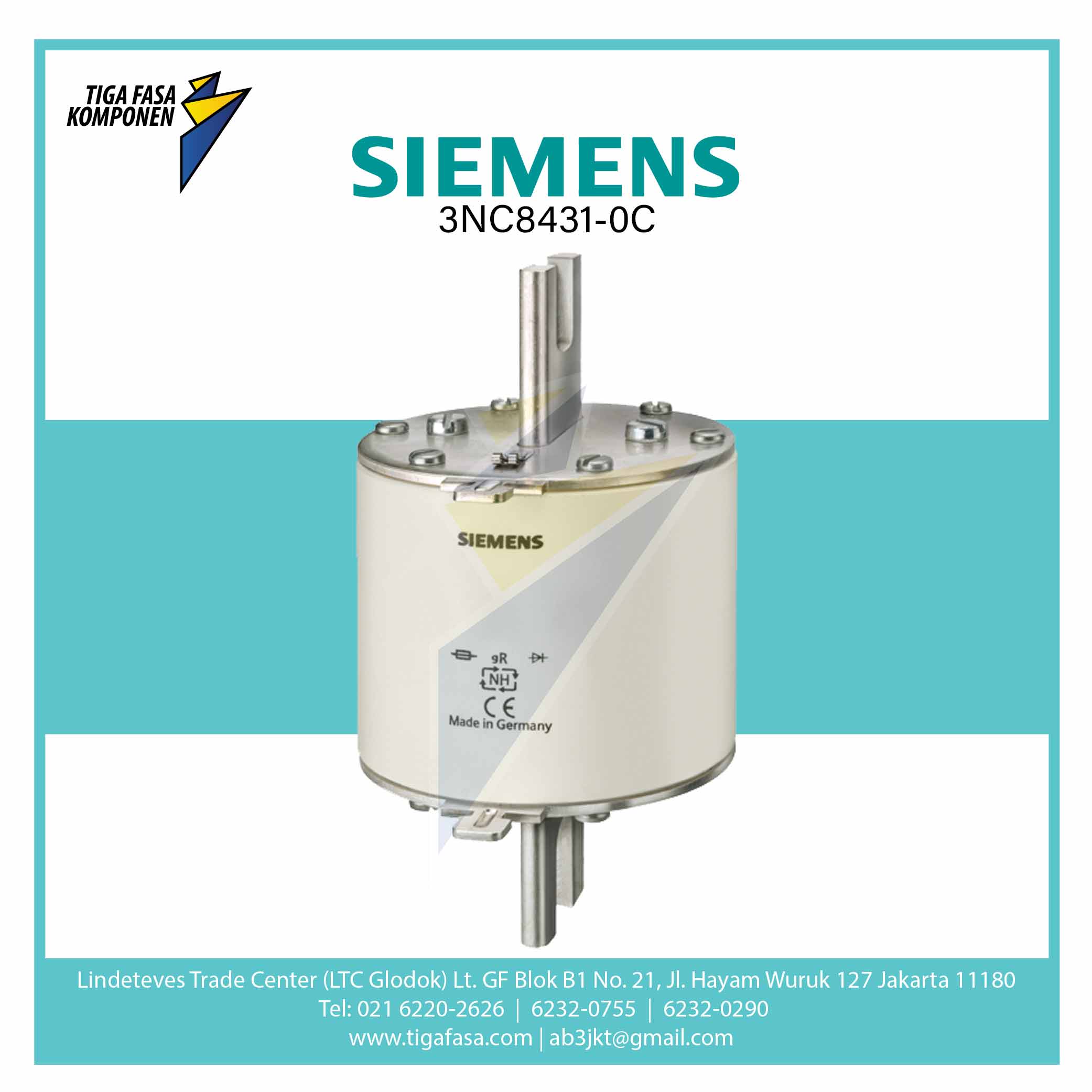 3NC8431-0C SITOR Fuse Link With Slotted Blade Contacts NH3 In: 350 A