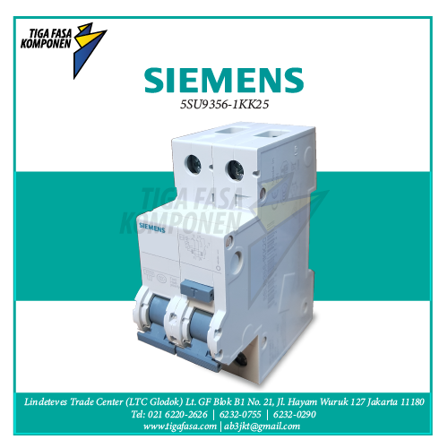 5SU9356-1KK25 RCBO 2P 25A 6kA