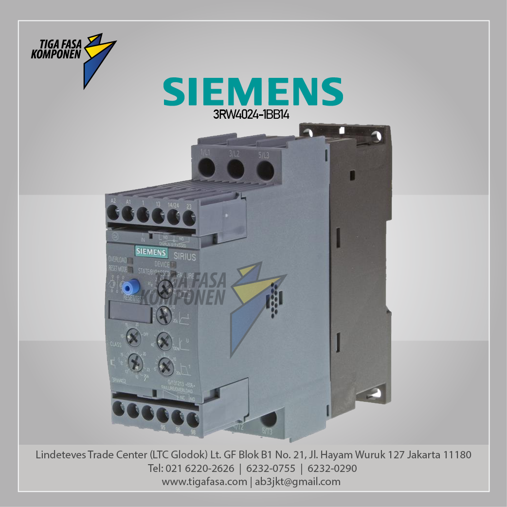 3RW4024-1BB14 Soft Starter S0 12.5 A 5.5 kW/400 V 200-480 V AC 110-230 V AC/DC