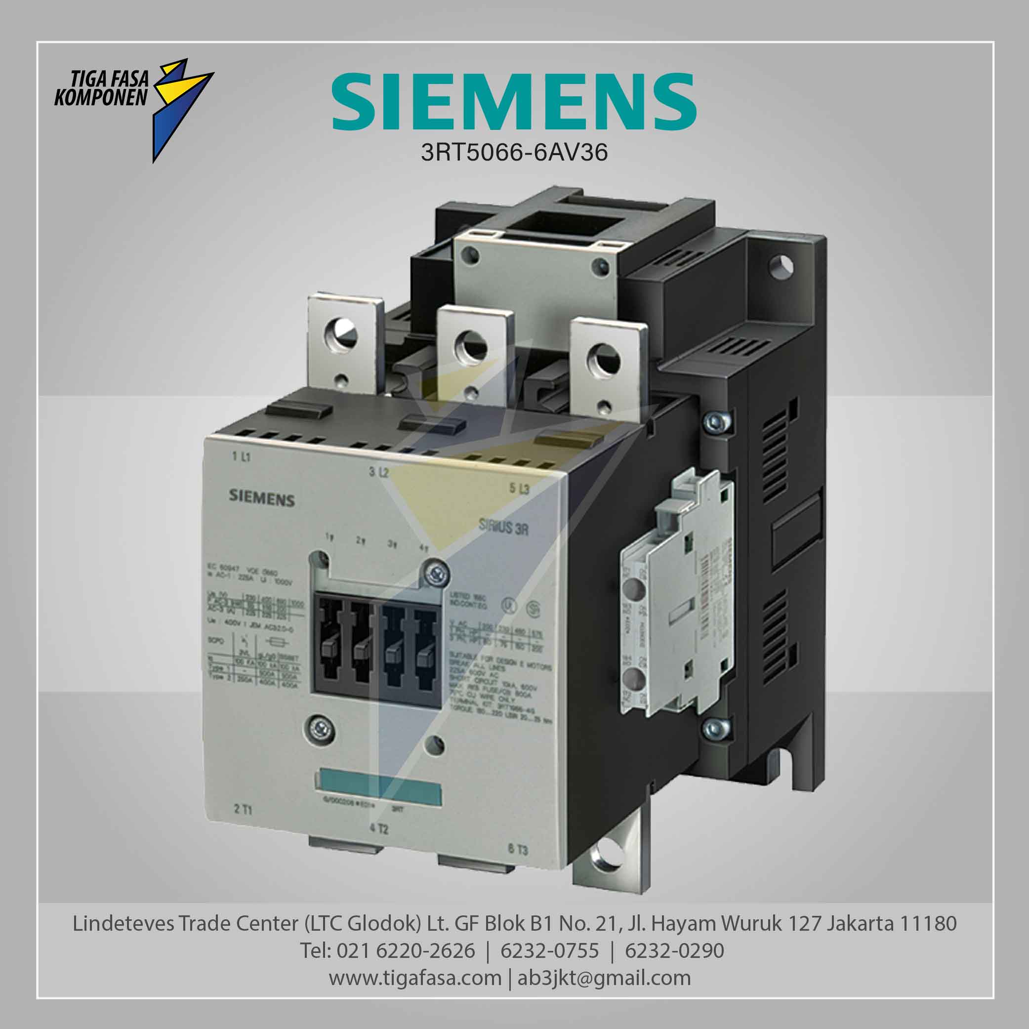 3RT5066-6AV36 MC 380...420 V AC/DC AC3 160 kW 400 V AC