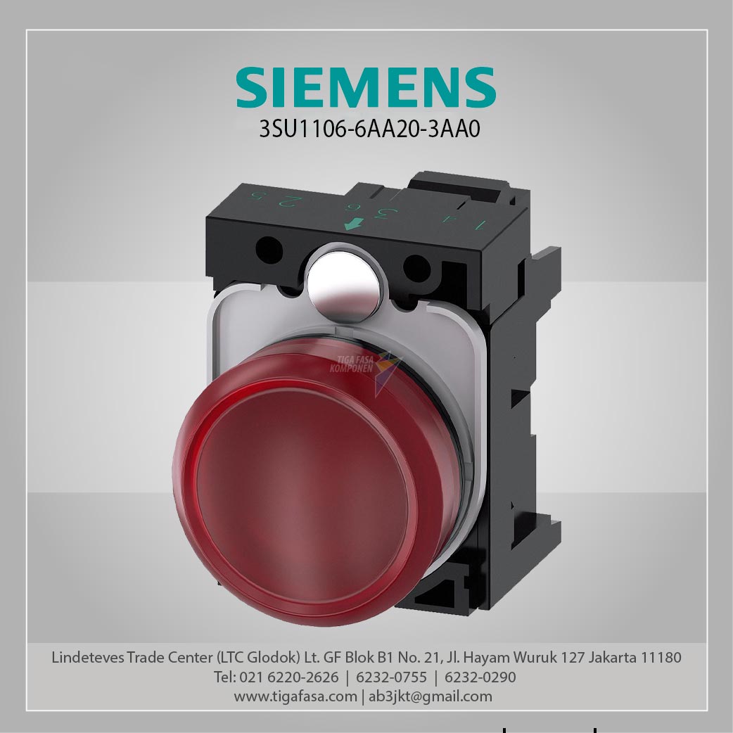 3SU1106-6AA20-3AA0 Indicator Lights 22 mm Round, Plastic, Red