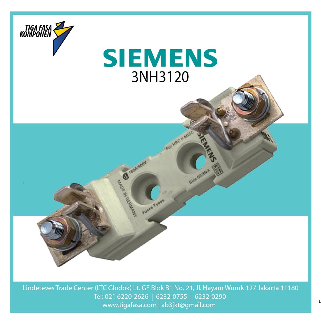 3NH3120 LV HRC fuse base Sz. 0, 1-pole 160 A 690 V (1000 V) flat terminal
