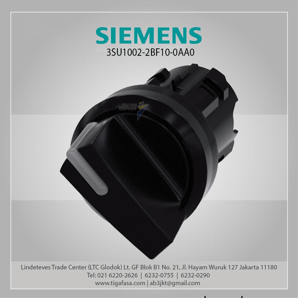 3SU1002-2BF10-0AA0 Selector Switch, 22 mm, Round, Plastic, Black O-I