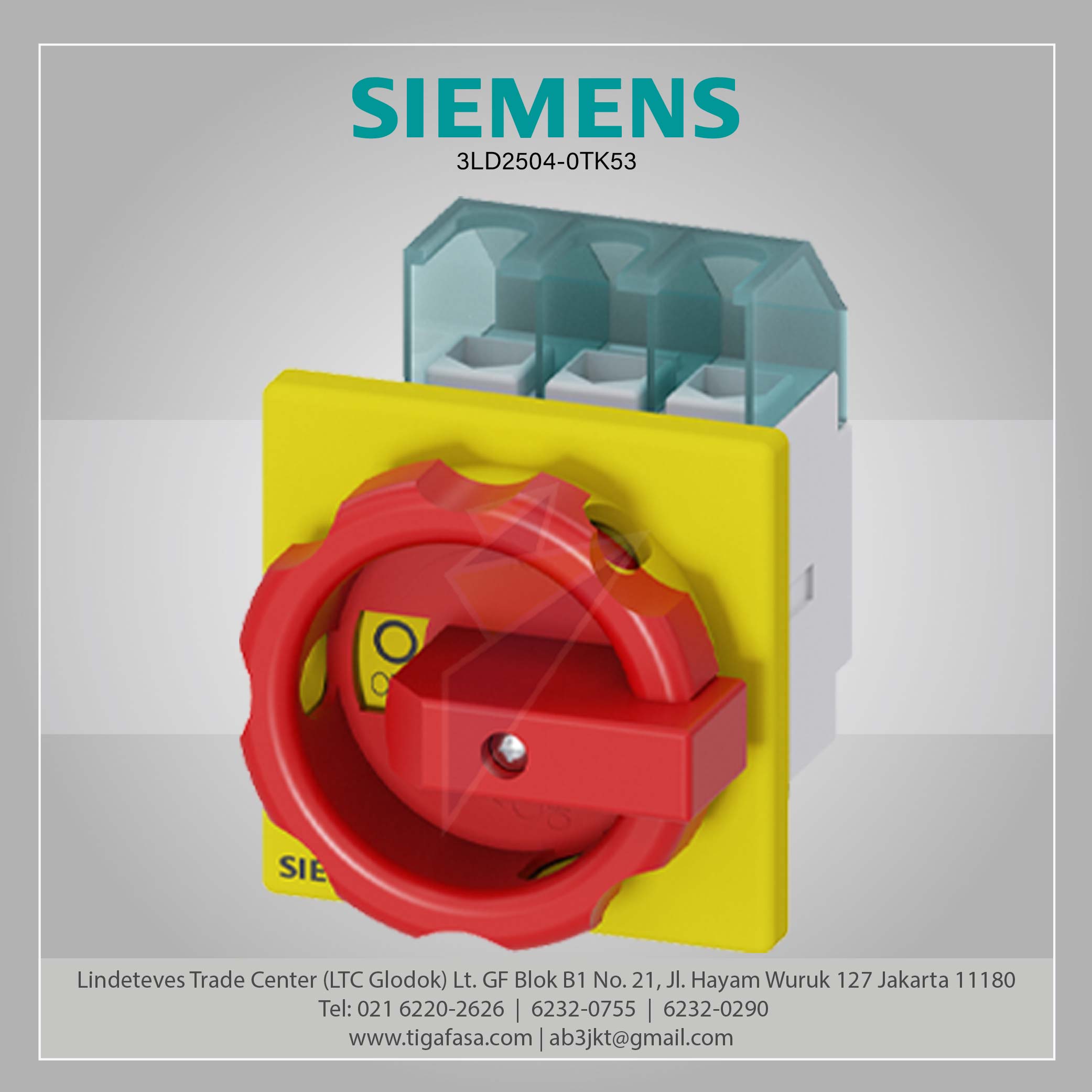 3LD2504-0TK53 Switch Disconnector 63A 3P Red/Yellow