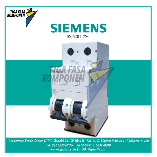 5SJ6201-7SC MCB 2P 1A 6kA 