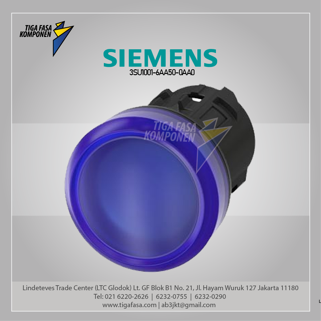 3SU1001-6AA50-0AA0 Indicator Lights, 22 mm, Round, Plastic, Blue