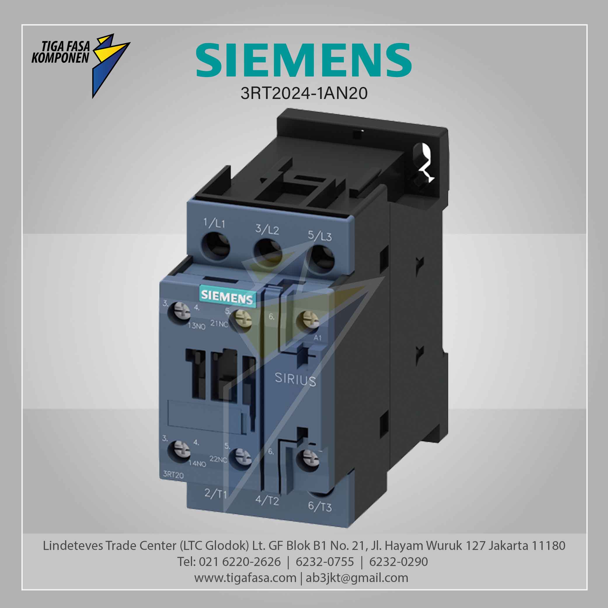 3RT2024-1AN20 MC 12 A 5.5 kW / 400 V 3P 220 V AC 50/60 Hz