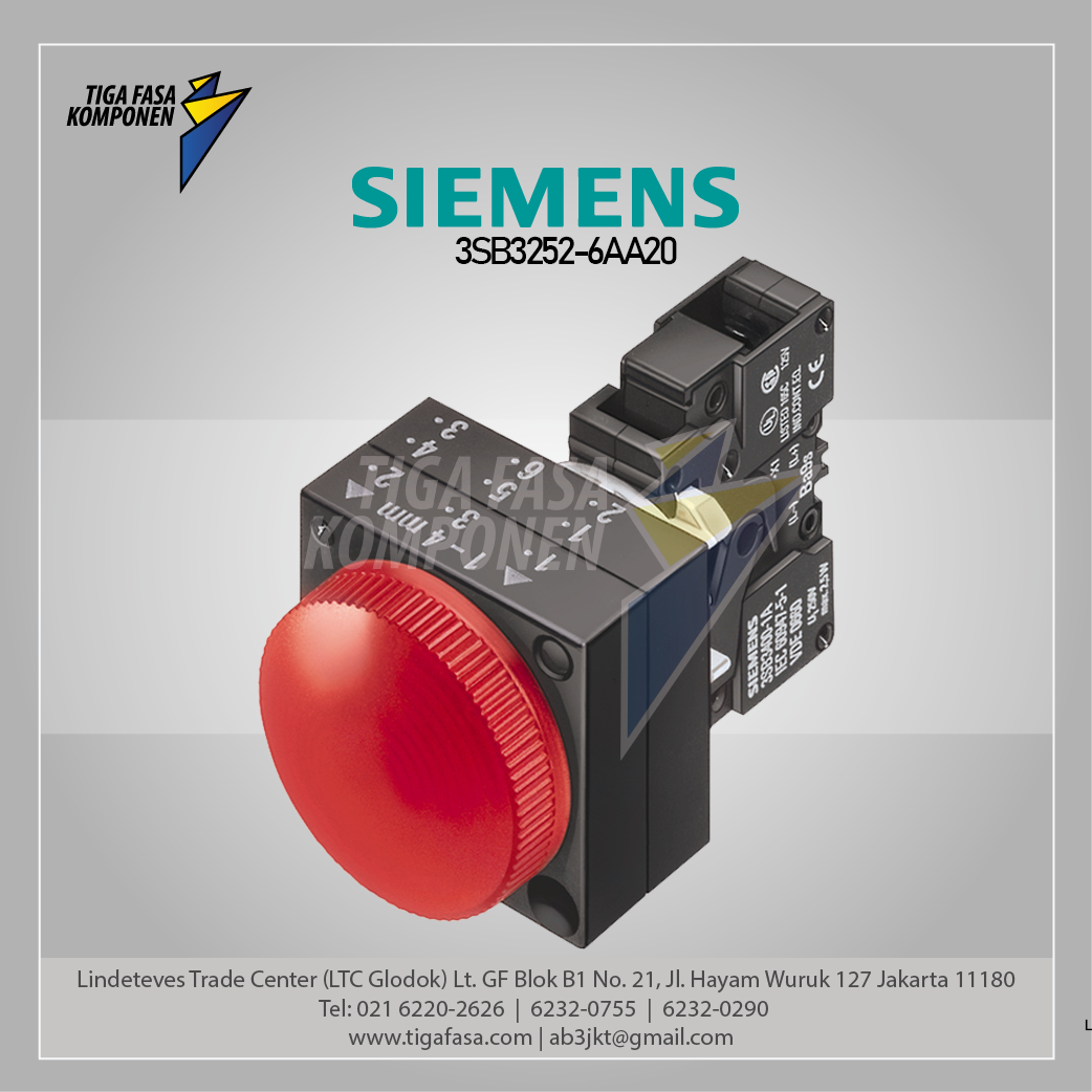 3SB3252-6AA20 Pilot Lamp Merah 22mm w holder red