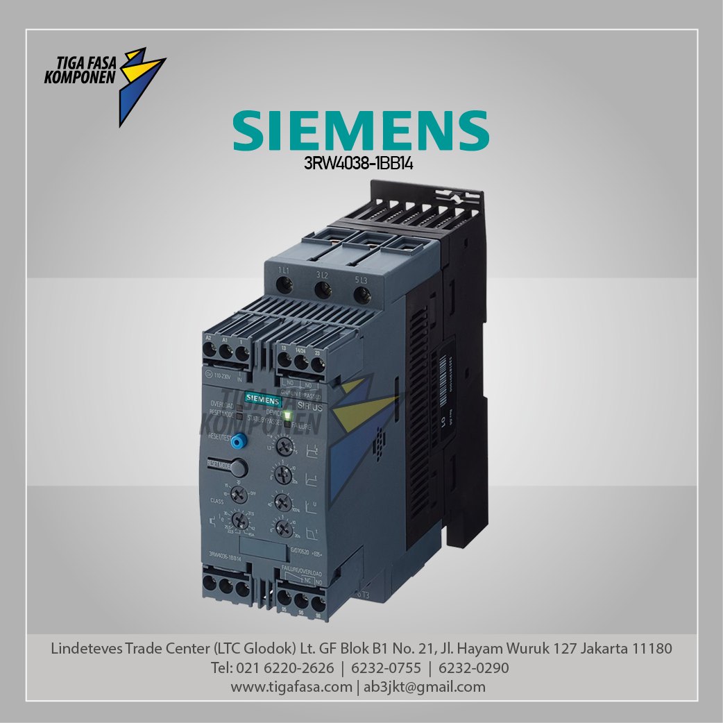 3RW4038-1BB14 Soft Starter S2 72 A 37 kW/400 V 200-480 V AC 110-230 V AC/DC