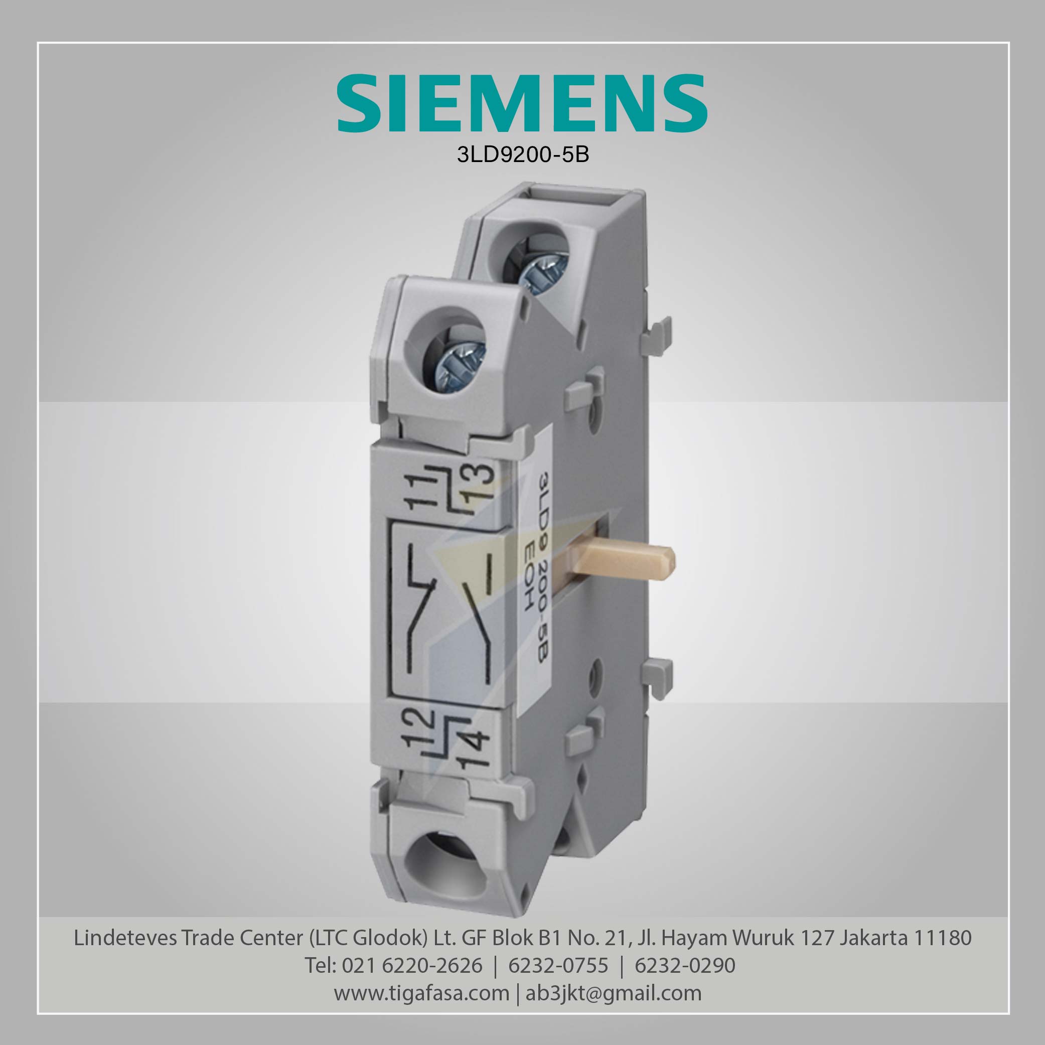 3LD9200-5B Auxiliary switch 1 NO+1 NC Front