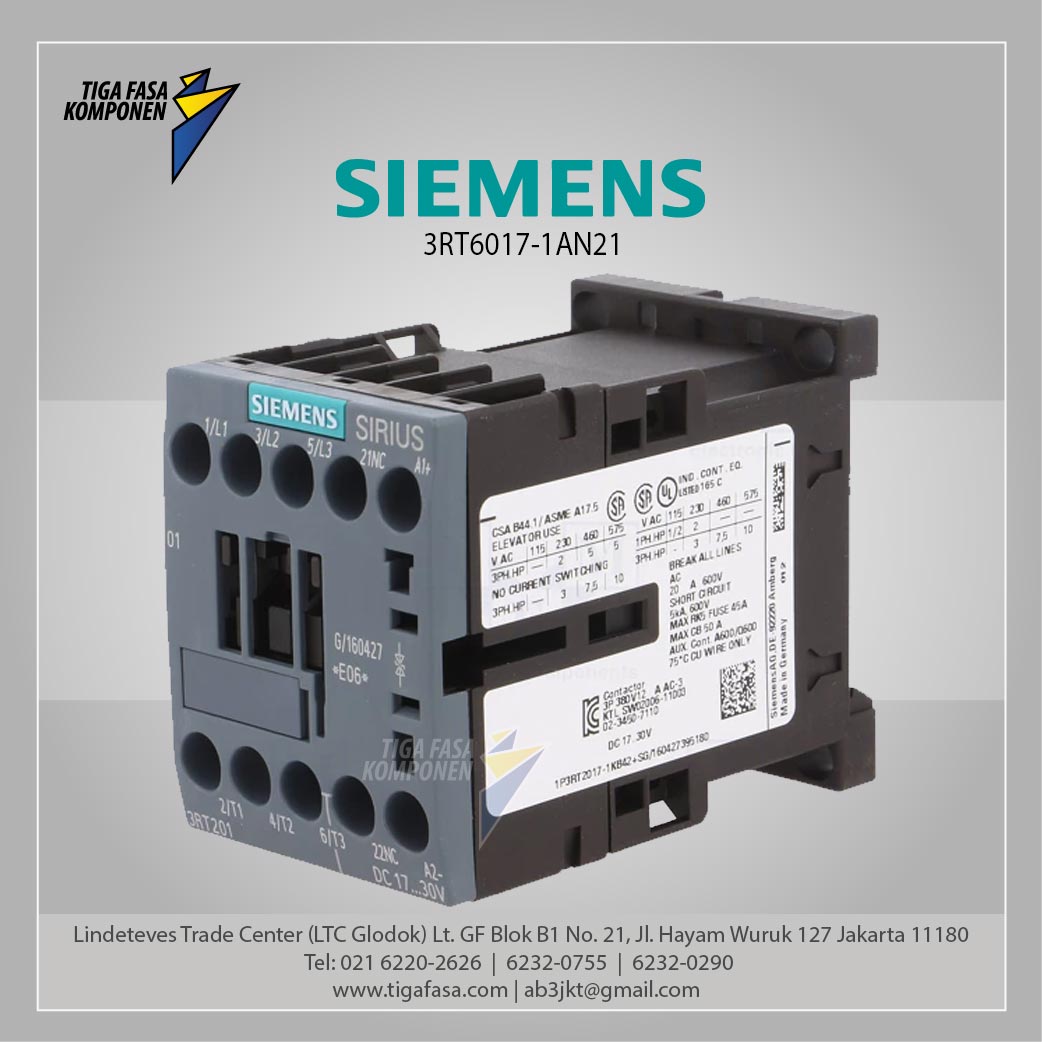 3RT6017-1AN21 MC AC 220 V 50/60 HZ AC3 5.5 kW 400 V 1 NO 3P