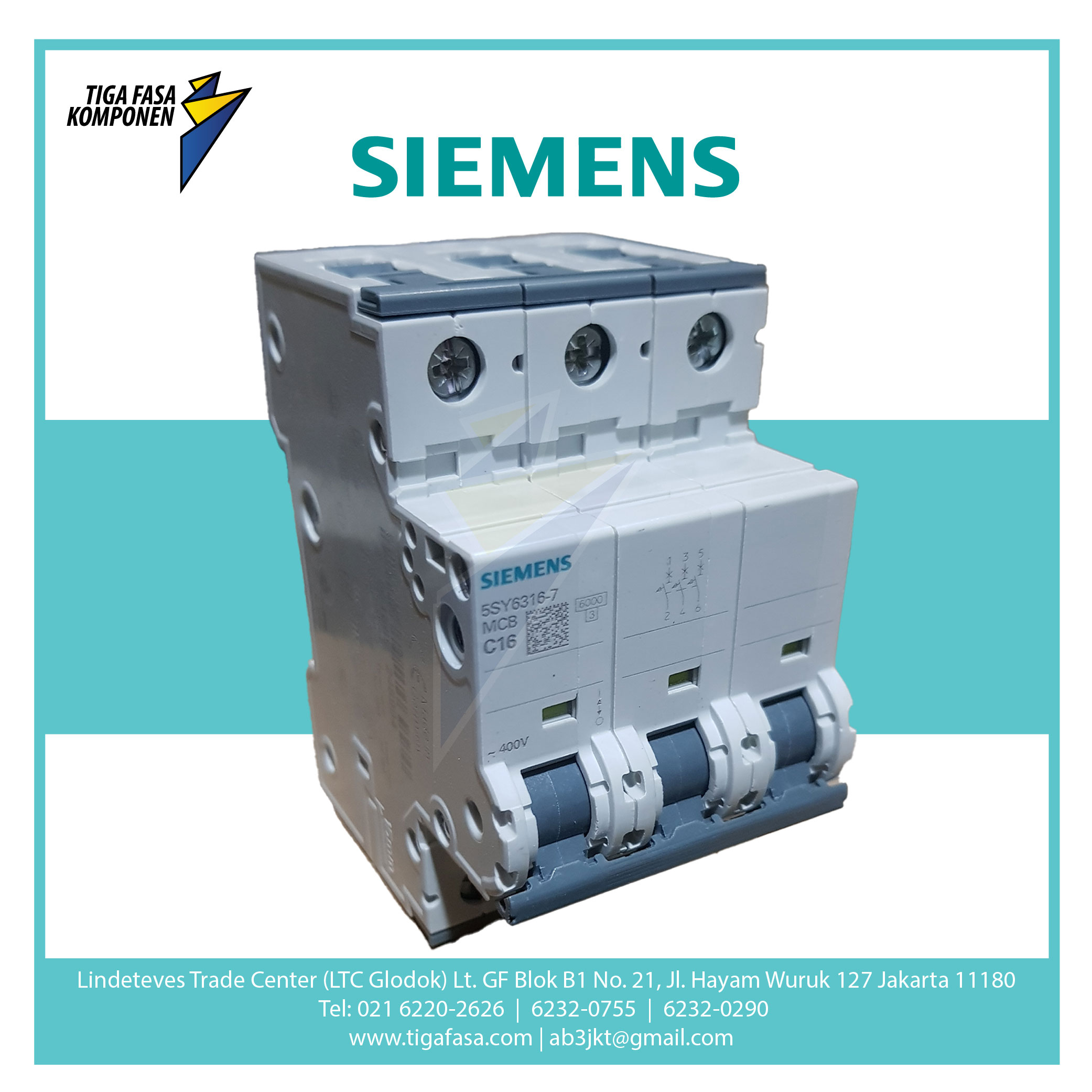 5SY6316-7 MCB 3P 16A 6kA